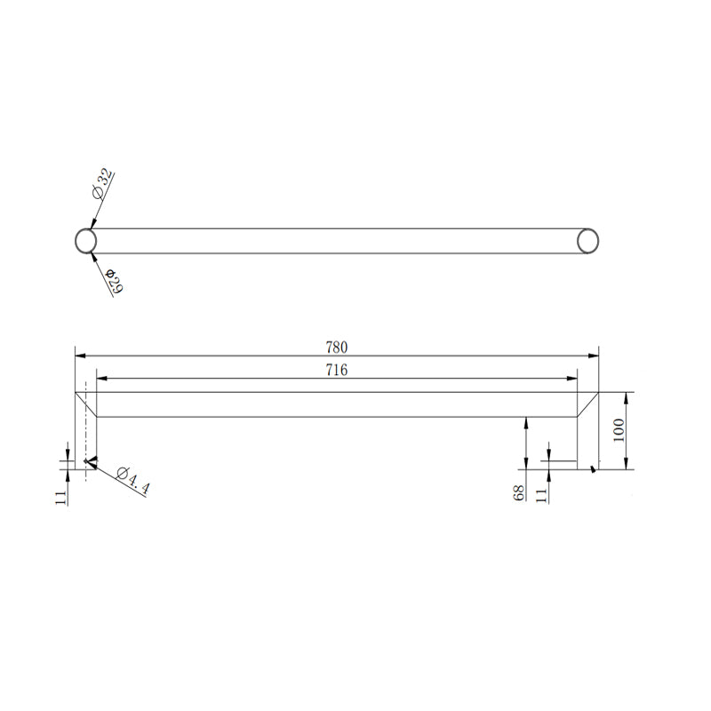 Round Horizontal Brushed Brass Electric Heated Towel Rack Single Bar - MTO Marbles & Tiles Outlet