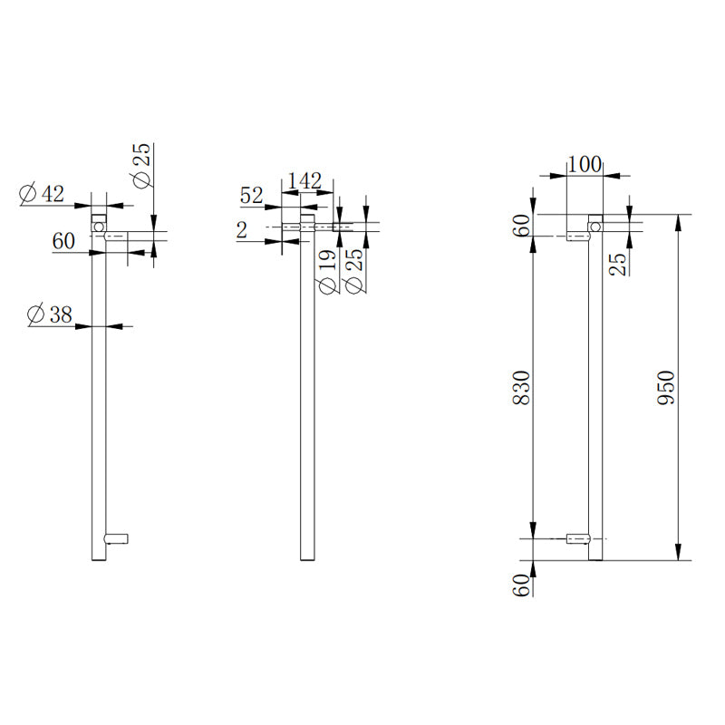 Round Vertical Brushed Nickel Electric Heated Towel Rack Single Bar - MTO Marbles & Tiles Outlet