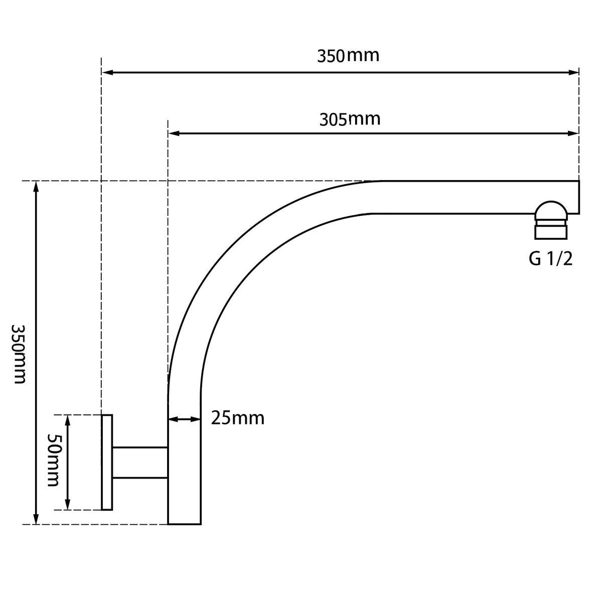 Chrome Wall Shower Arm - MTO Marbles & Tiles Outlet