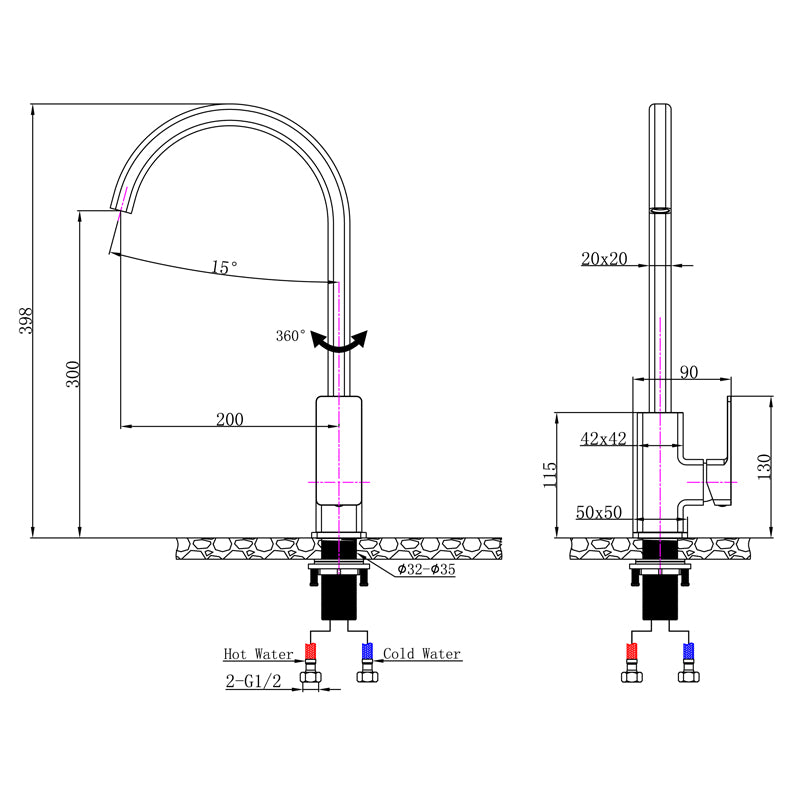 IVANO - Chrome Standard Kitchen Mixer - MTO Marbles & Tiles Outlet