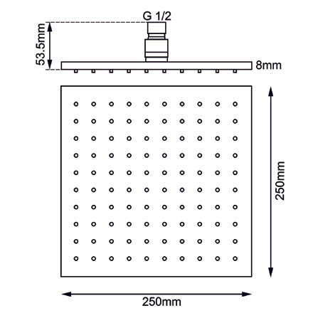 250mm Brushed Brass Shower Head - MTO Marbles & Tiles Outlet