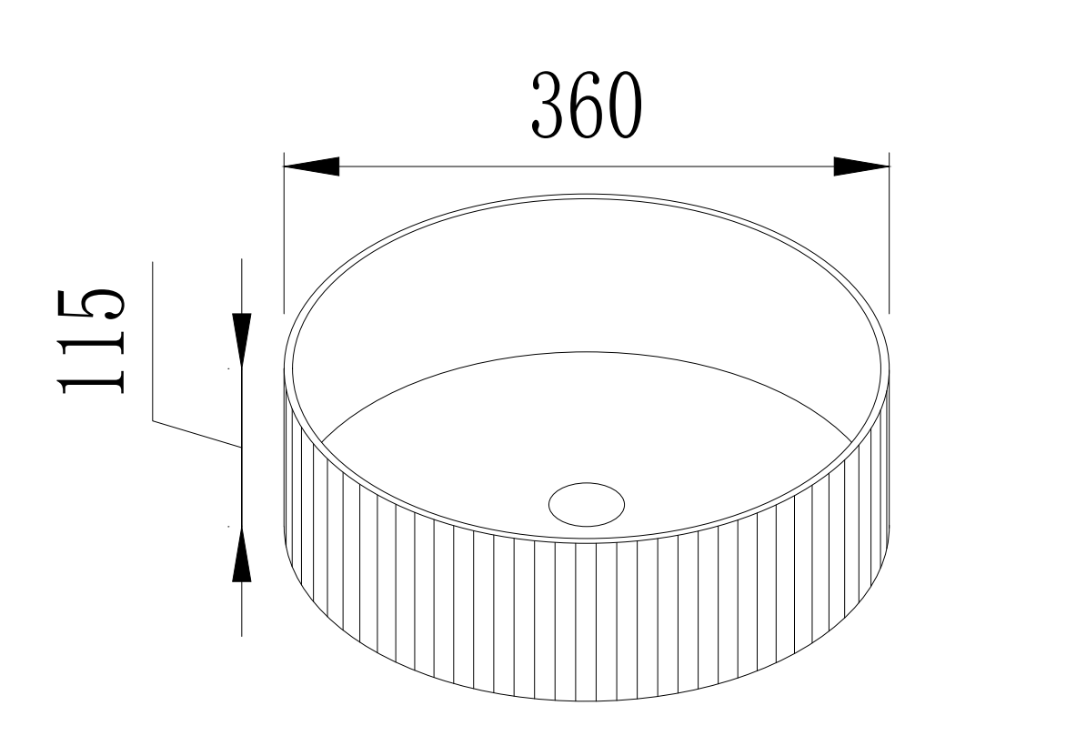 VITO Geneva Fluted Round Premium Ceramic Above-Counter Basin 360*360*115mm