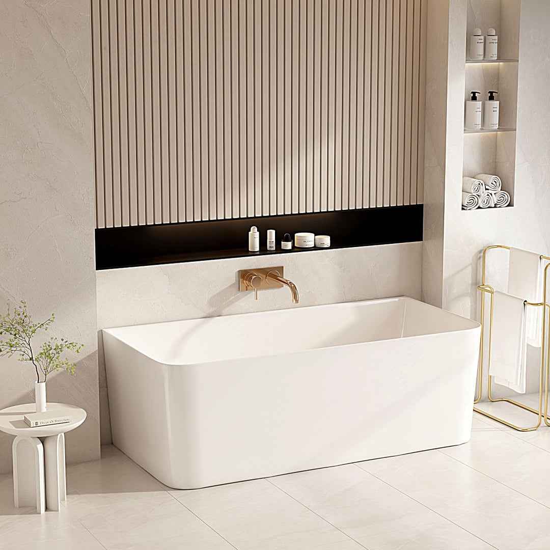 Bullion Ultra-Thin Back-to-Wall Bathtub - Gloss White