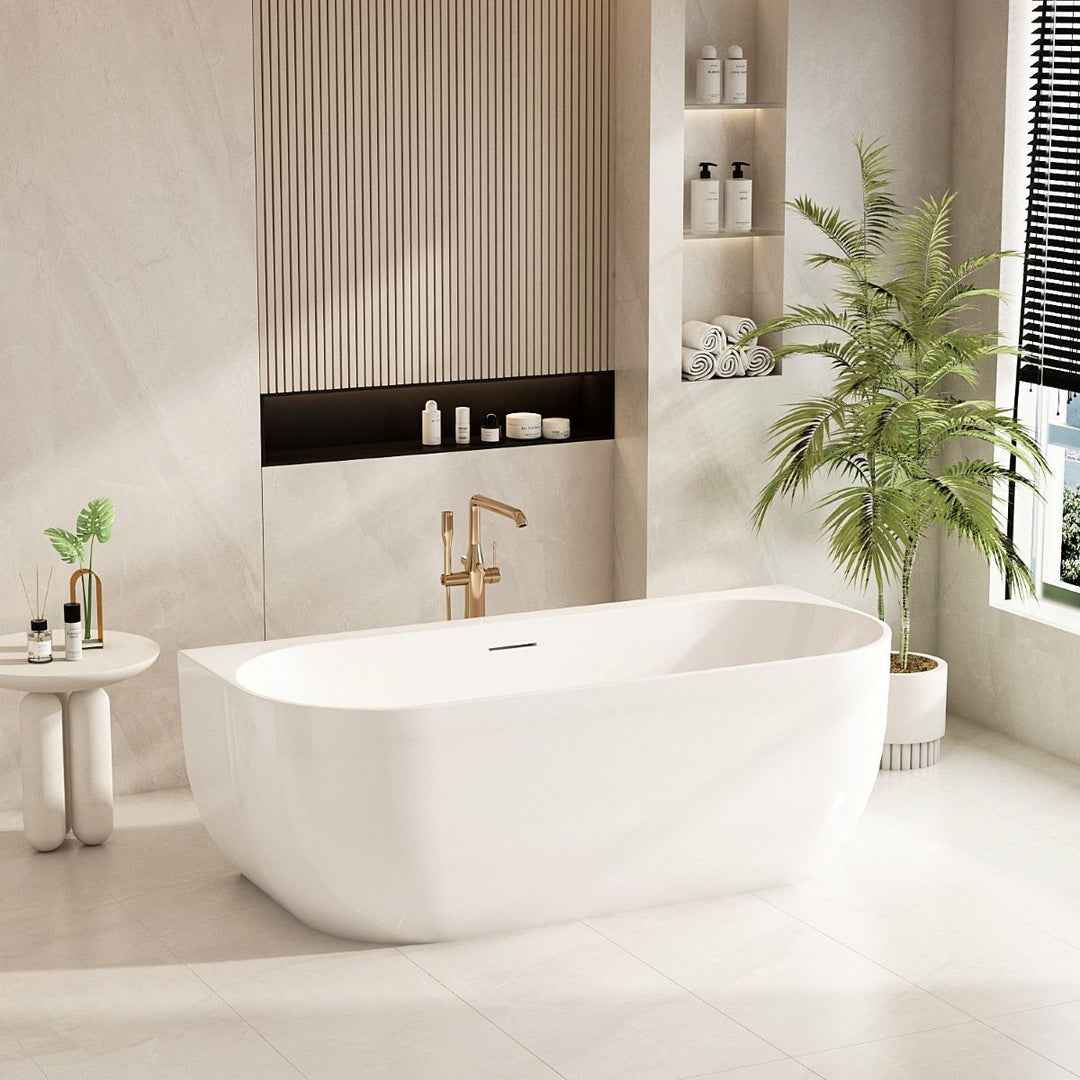 Anna Back-To-Wall Bathtub – Gloss White