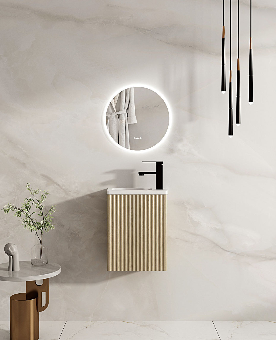 400mm Wall-Hung Cabinet - Natural Oak - MTO Marbles & Tiles Outlet