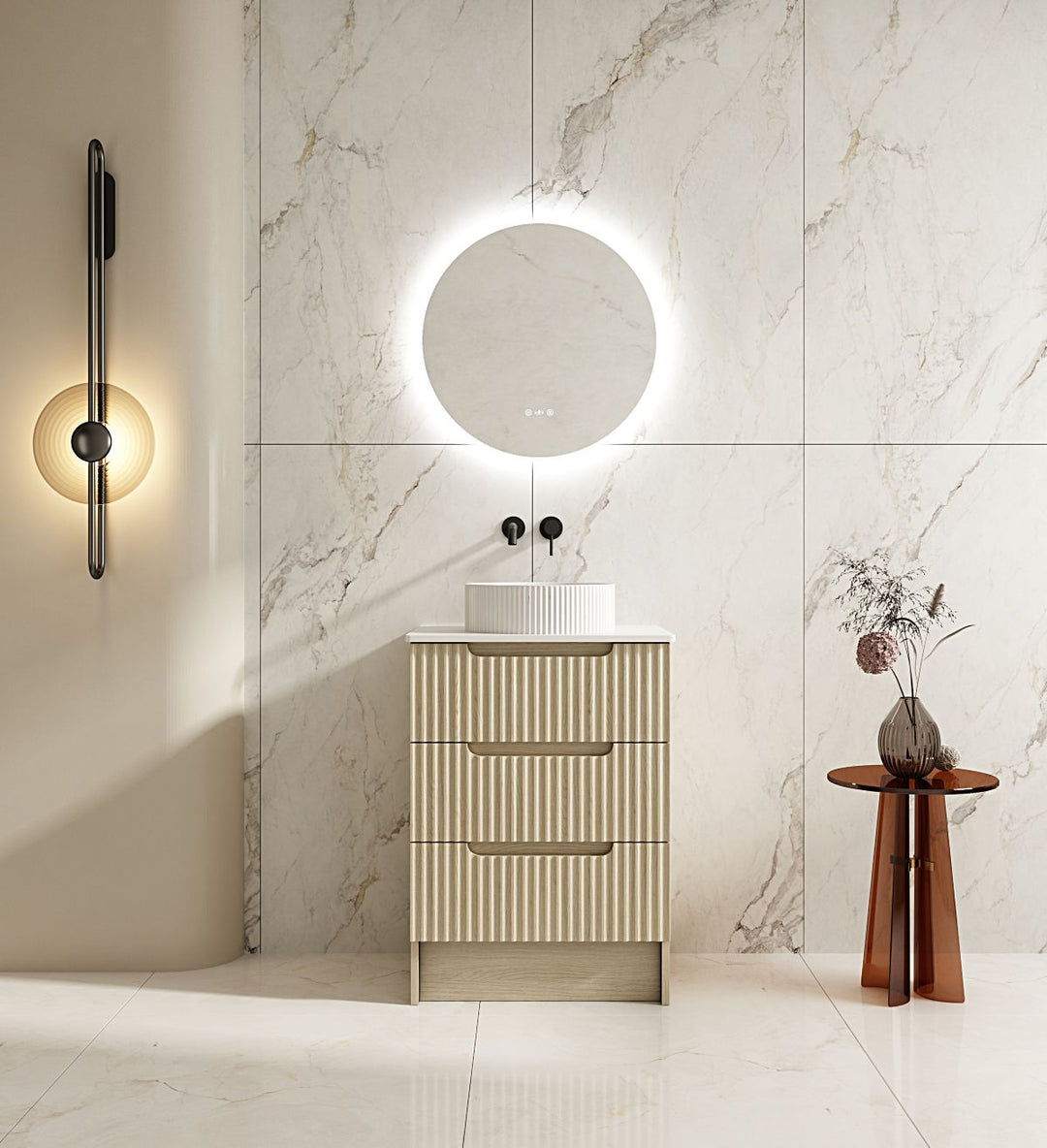 600mm Freestanding Cabinet - Natural Oak - MTO Marbles & Tiles Outlet