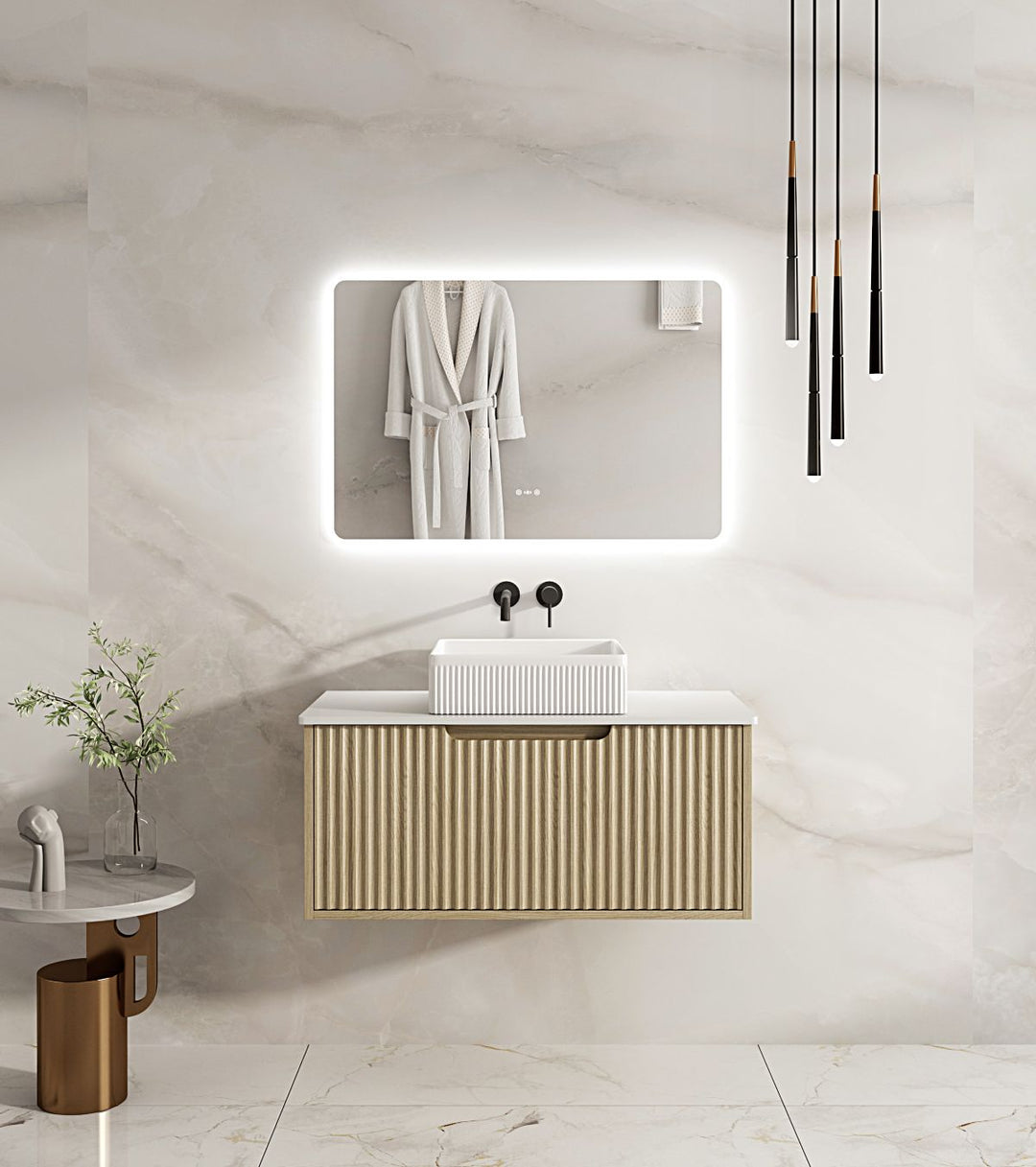 900mm Wall-Hung Cabinet - Natural Oak - MTO Marbles & Tiles Outlet