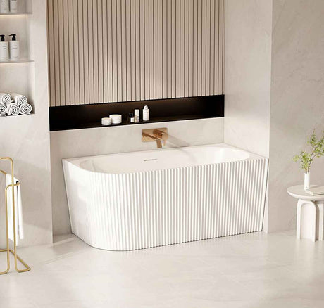 Rose V-Groove Corner Bathtub - Matt White