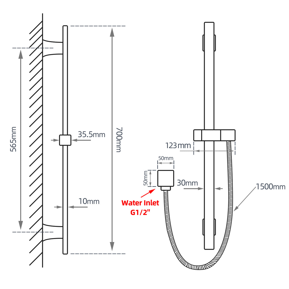 Chrome Shower Rail - MTO Marbles & Tiles Outlet