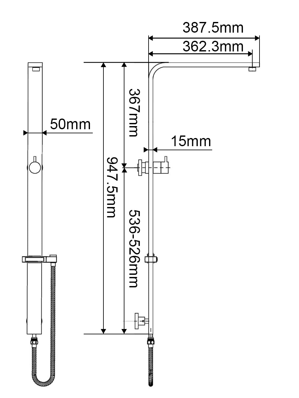 Black Shower Rail - MTO Marbles & Tiles Outlet