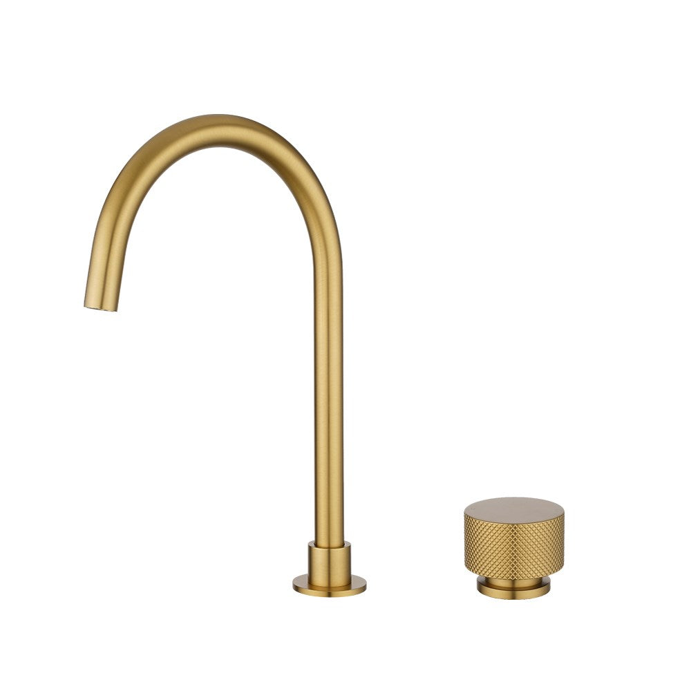 MOON - Brushed Brass Swivel Basin Mixer - MTO Marbles & Tiles Outlet