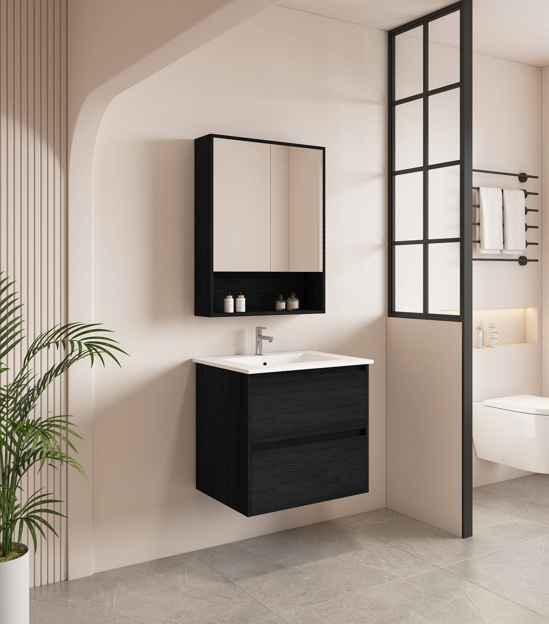 600mm Wall-Hung Vanity - Black Oak - MTO Marbles & Tiles Outlet