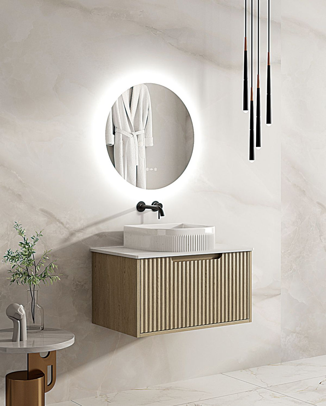 750mm Wall-Hung Cabinet - Natural Oak - MTO Marbles & Tiles Outlet