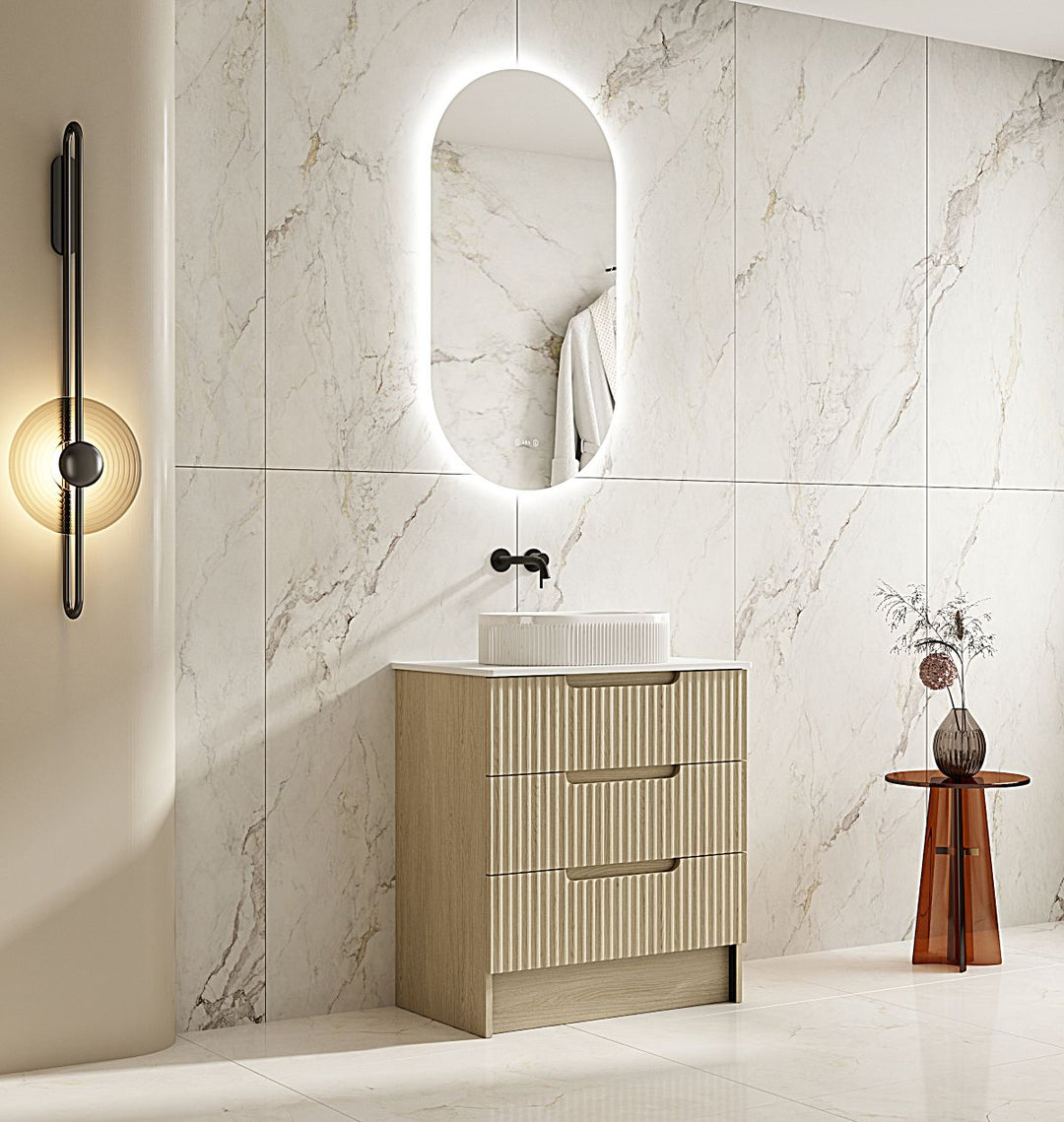 750mm Freestanding Cabinet - Natural Oak - MTO Marbles & Tiles Outlet