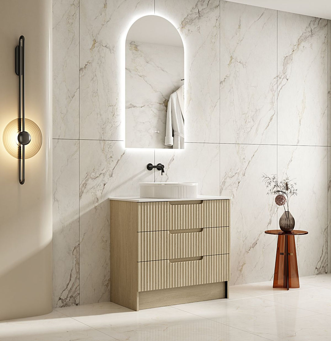 900mm Freestanding Cabinet - Natural Oak - MTO Marbles & Tiles Outlet