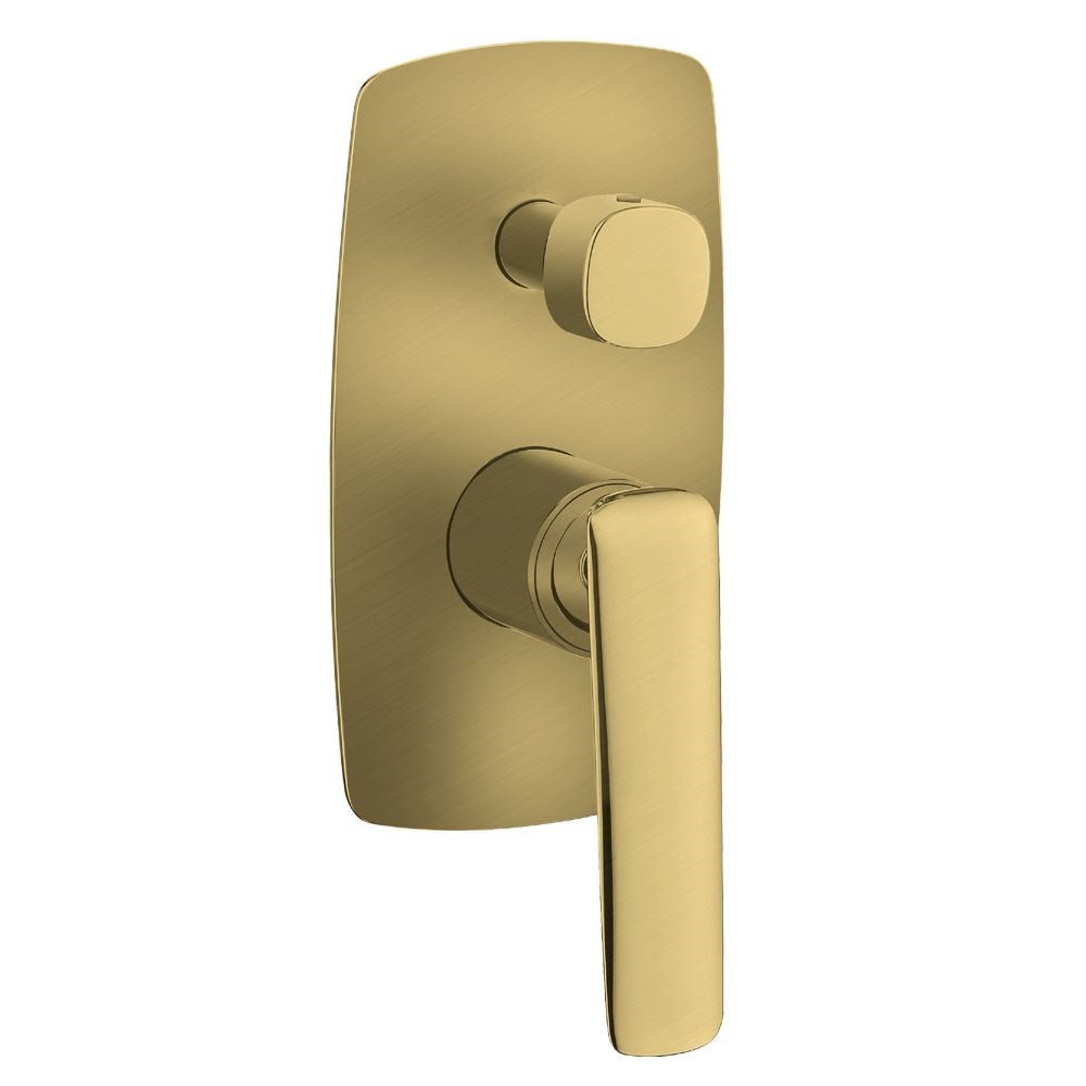 Bellino Brushed Yellow Gold Wall Mixer with Diverter - MTO Marbles & Tiles Outlet