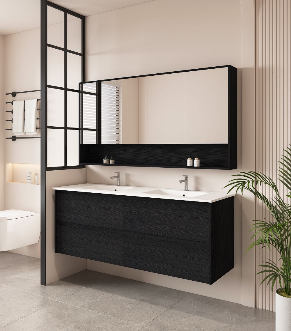 1500mm Wall-Hung Vanity - Black Oak - MTO Marbles & Tiles Outlet
