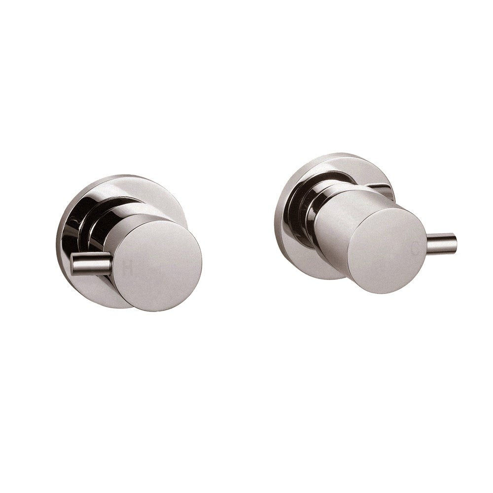 Pentro Brushed Nickel Round Shower Taps - MTO Marbles & Tiles Outlet