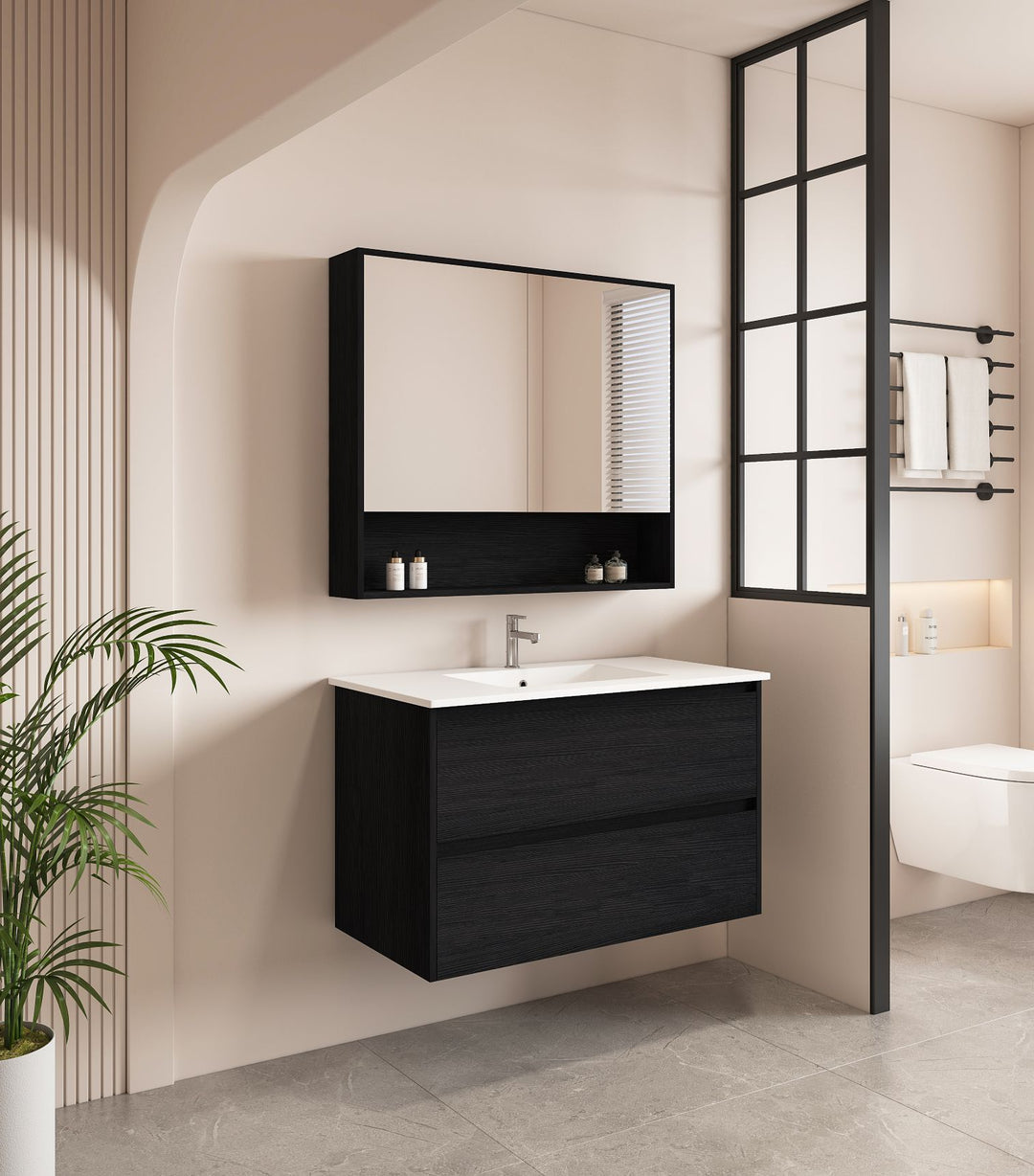 900mm Wall-Hung Vanity - Black Oak - MTO Marbles & Tiles Outlet