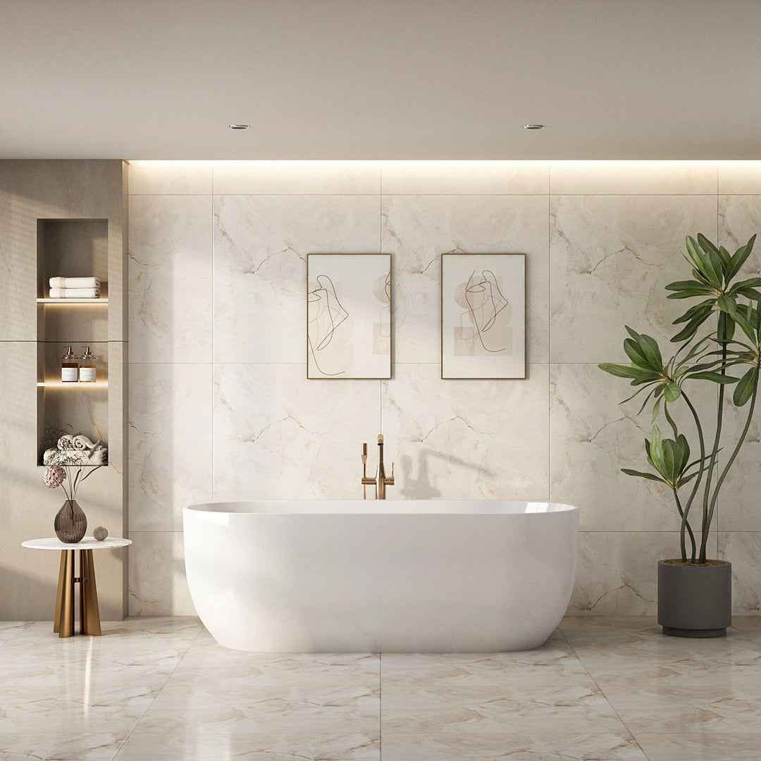 Anna Back-To-Wall Bathtub – Gloss White