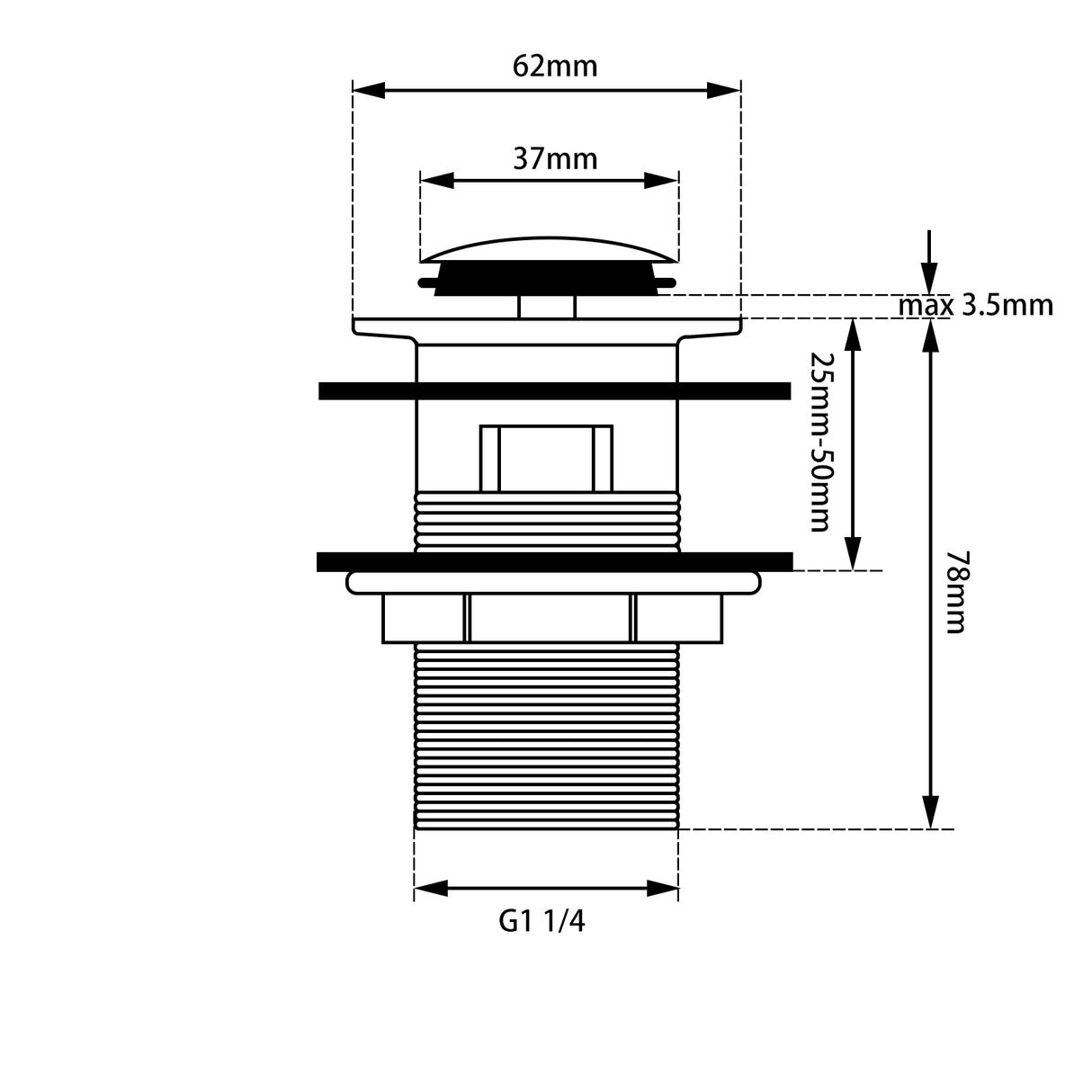 Gunmetal Pop Up Waste Overflow - MTO Marbles & Tiles Outlet