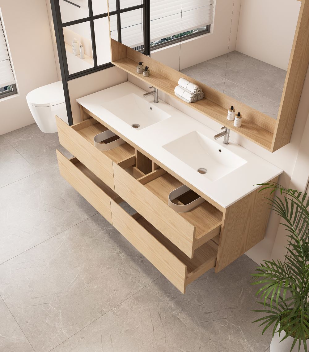 1500mm Wall-Hung Vanity - Tas Oak - MTO Marbles & Tiles Outlet