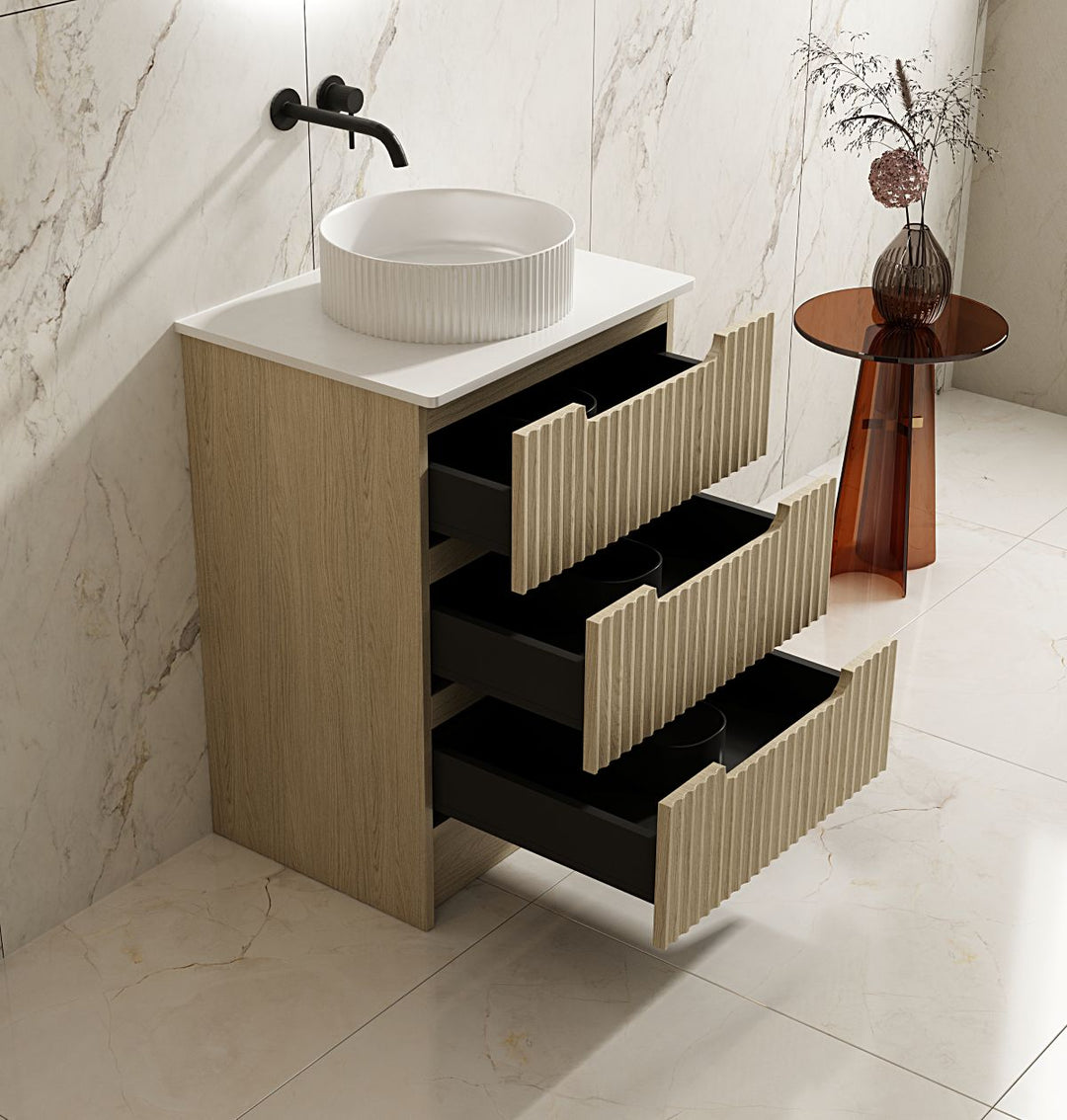 600mm Freestanding Cabinet - Natural Oak - MTO Marbles & Tiles Outlet