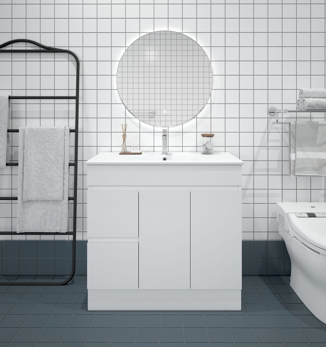 900mm PVC Slim Freestanding Vanity (LHD) - MTO Marbles & Tiles Outlet