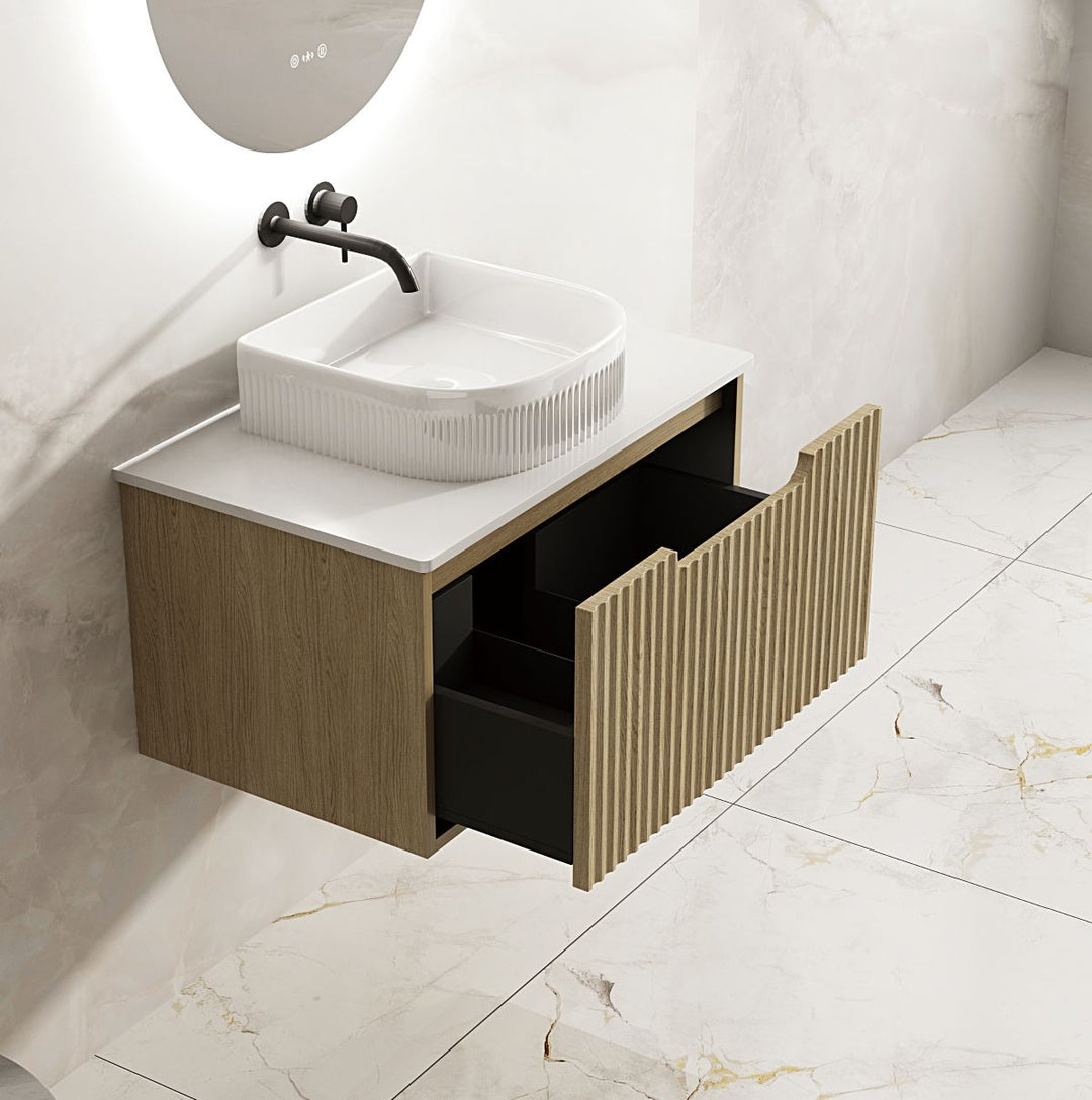 750mm Wall-Hung Cabinet - Natural Oak - MTO Marbles & Tiles Outlet