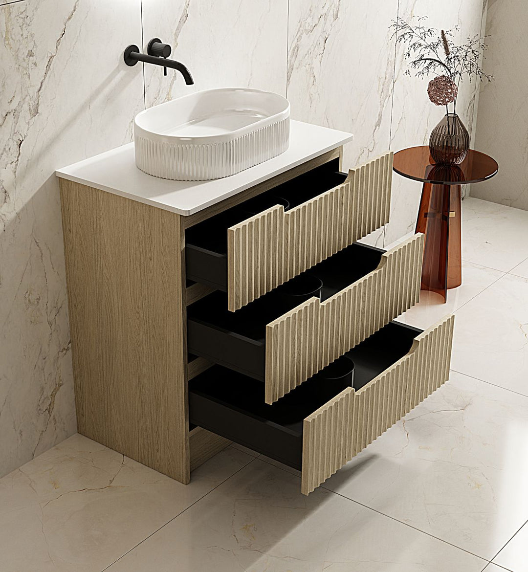 750mm Freestanding Cabinet - Natural Oak - MTO Marbles & Tiles Outlet