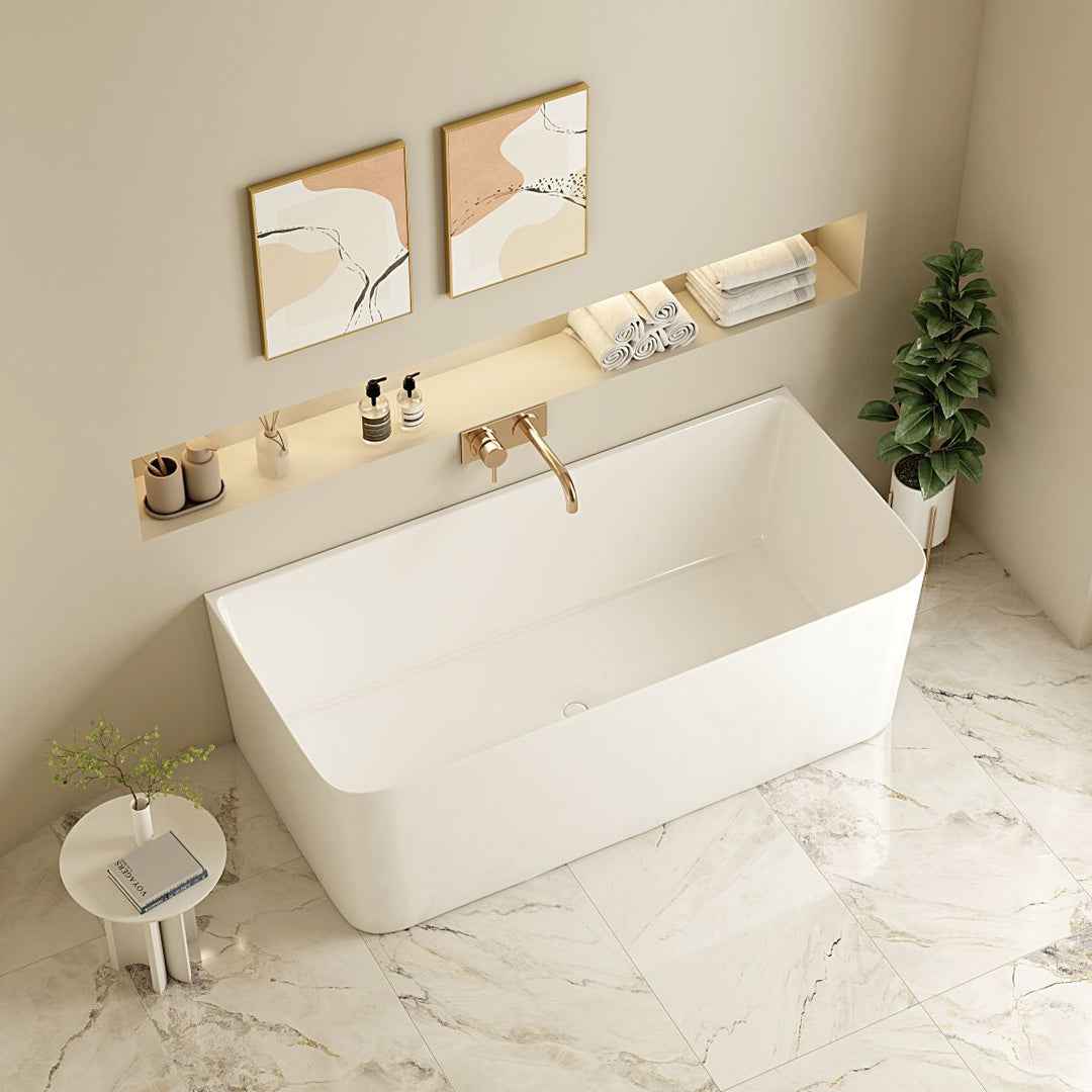 Bullion Ultra-Thin Back-to-Wall Bathtub - Gloss White