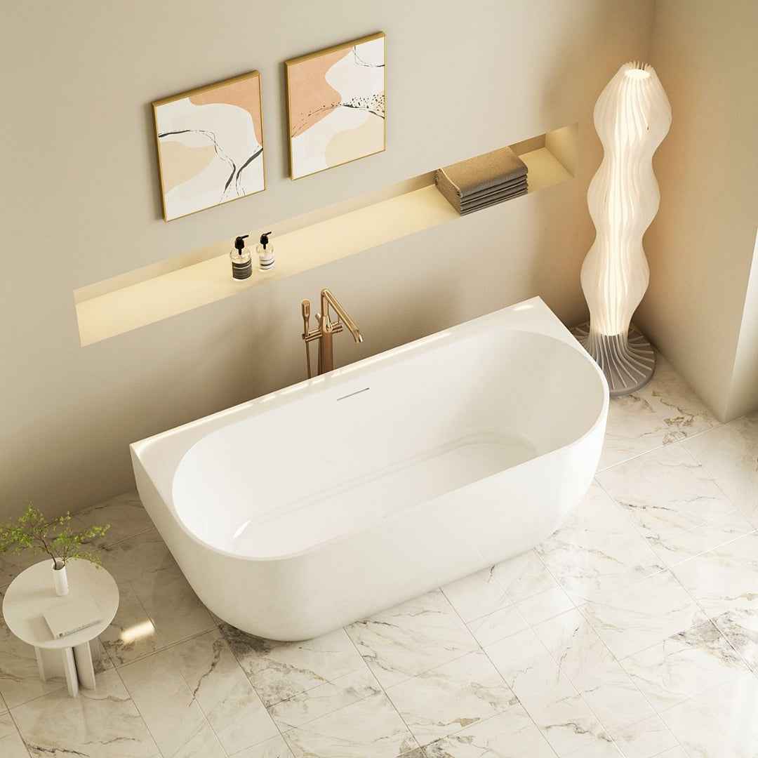 Anna Back-To-Wall Bathtub – Gloss White
