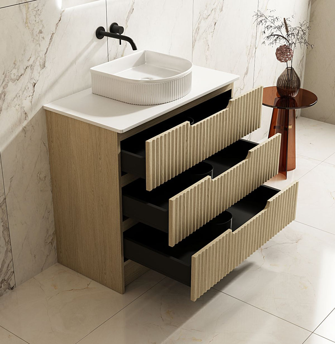 900mm Freestanding Cabinet - Natural Oak - MTO Marbles & Tiles Outlet