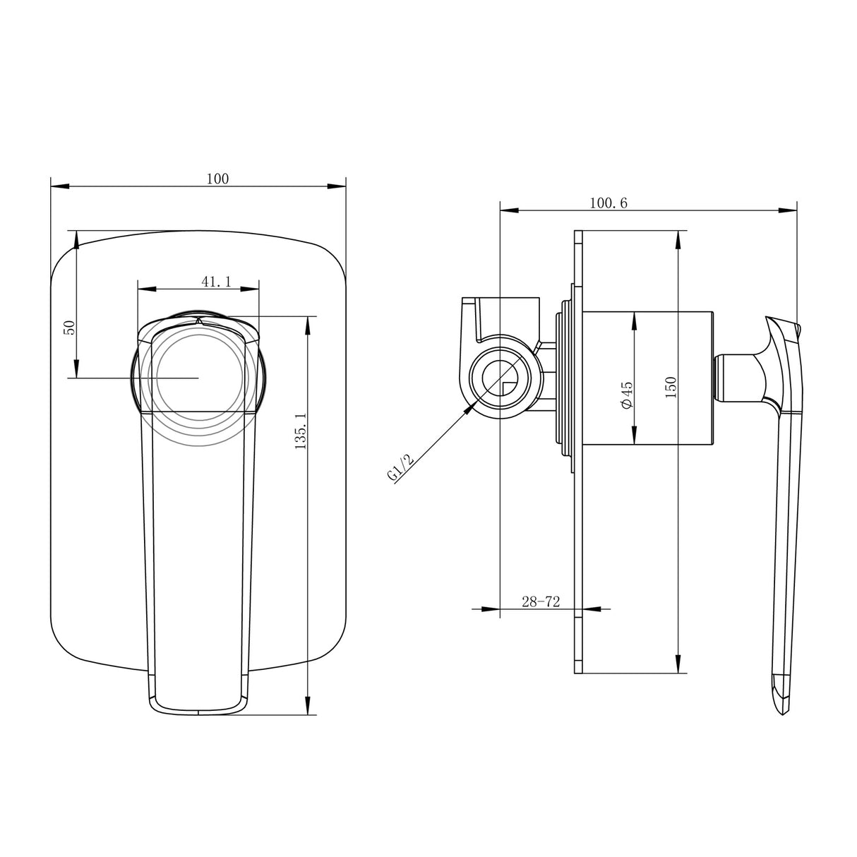 ESPERIA - Black & Chrome Wall Mixer - MTO Marbles & Tiles Outlet