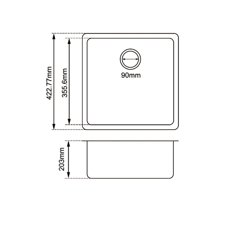 422x422x203mm White Granite Single Bowl Kitchen Sink - MTO Marbles & Tiles Outlet