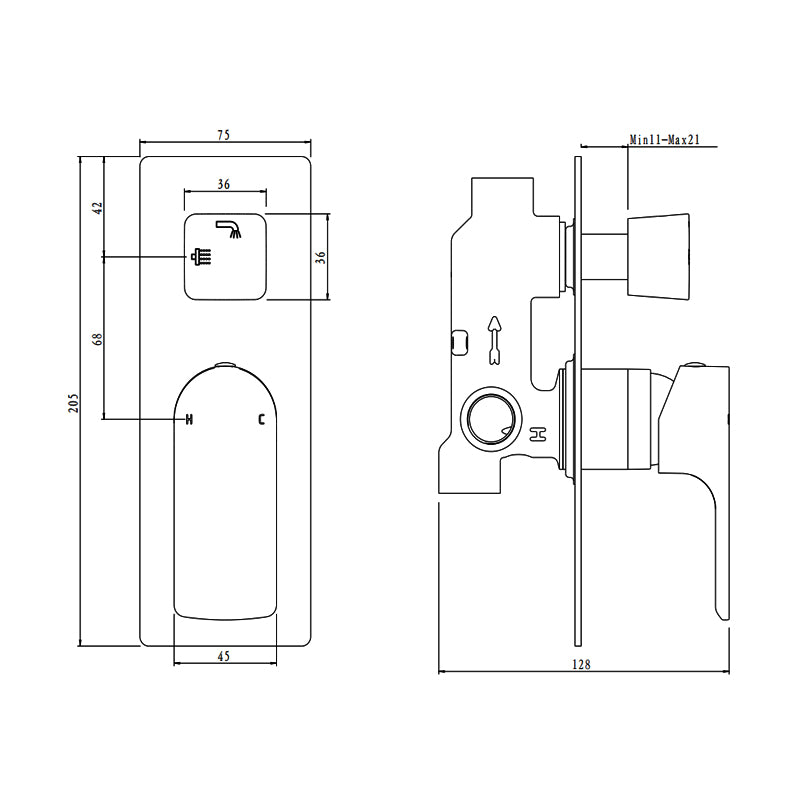 VOG - Brushed Nickel Diverter Mixer - MTO Marbles & Tiles Outlet