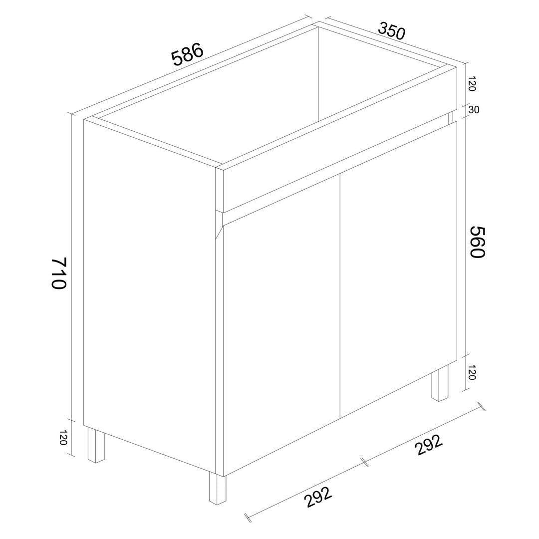 600mm PVC Slim Freestanding Vanity - MTO Marbles & Tiles Outlet