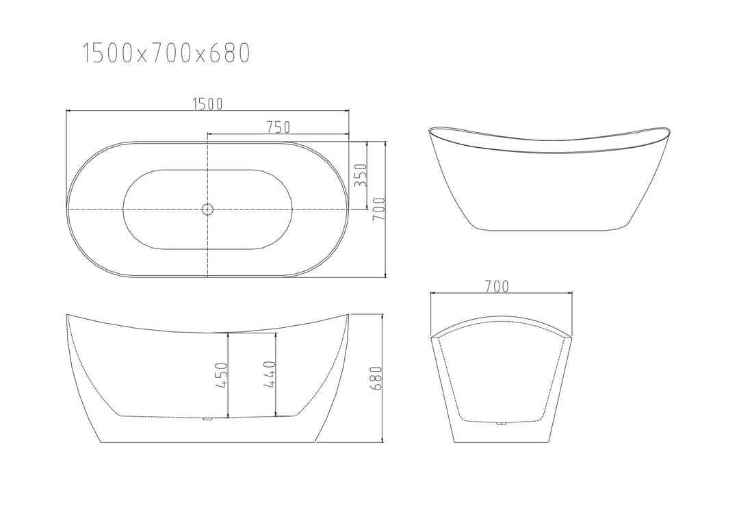 Disney Ultra-Thin Freestanding Bathtub - Gloss White