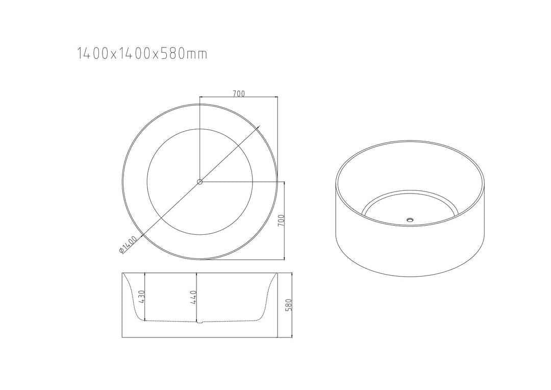 Cole Freestanding Acrylic Bathtub - Gloss White