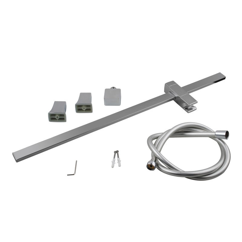 Chrome Shower Rail with Handheld Shower - MTO Marbles & Tiles Outlet