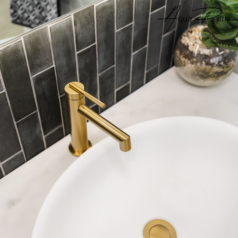 CADDENCE - Brushed Brass Basin Mixer - MTO Marbles & Tiles Outlet