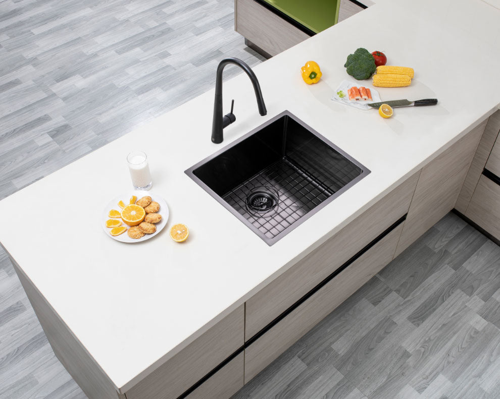 510x450x230mm Gunmetal Stainless Steel PVD Single Bowl Kitchen Sink - MTO Marbles & Tiles Outlet
