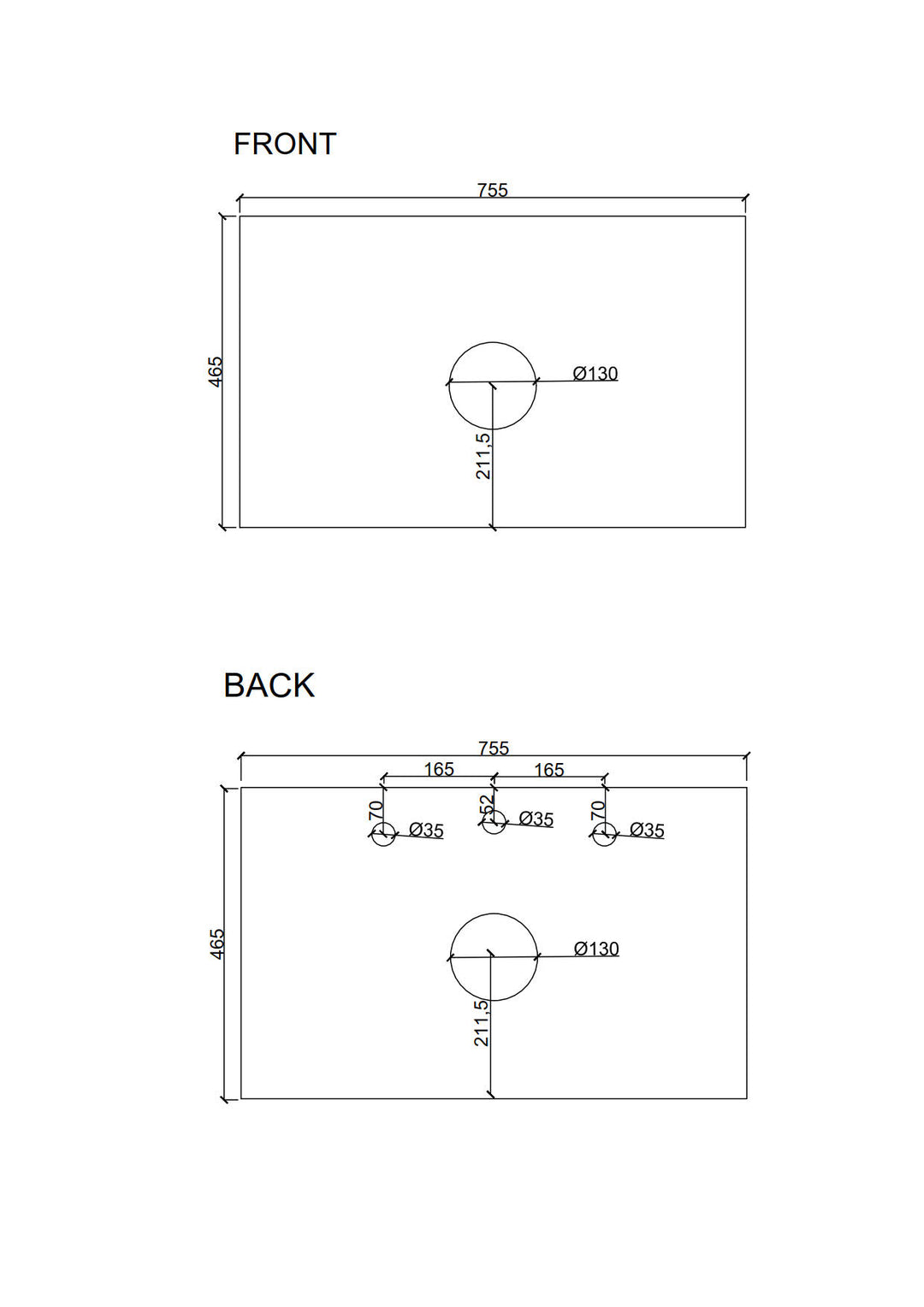 750mm Stone Top - MTO Marbles & Tiles Outlet