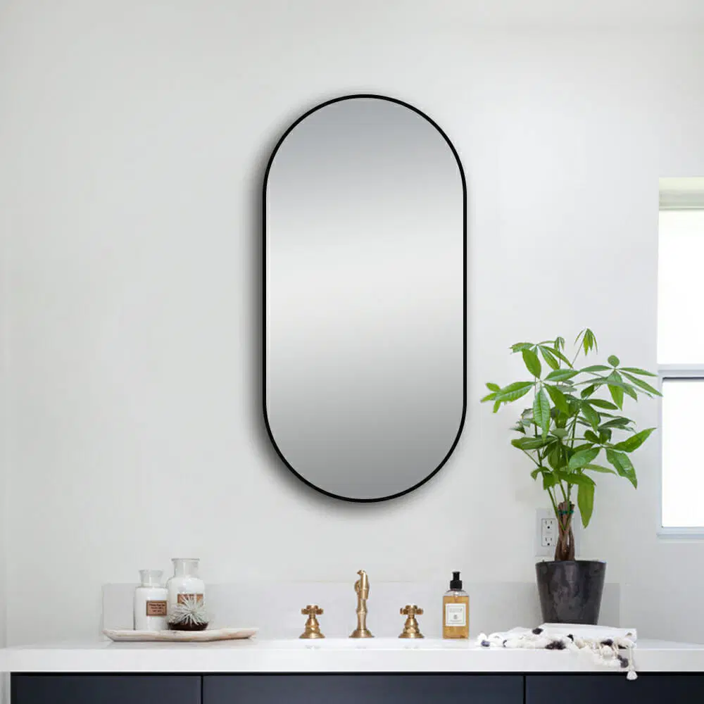 500x1000mm Matte Black Framed LED Dressing Mirror - MTO Marbles & Tiles Outlet