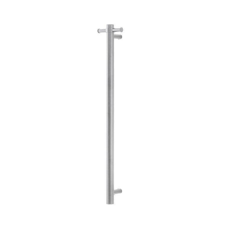 Round Vertical Brushed Nickel Electric Heated Towel Rack Single Bar - MTO Marbles & Tiles Outlet