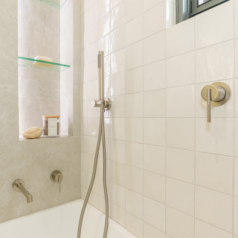 CADDENCE - Brushed Nickel Shower Rail - MTO Marbles & Tiles Outlet