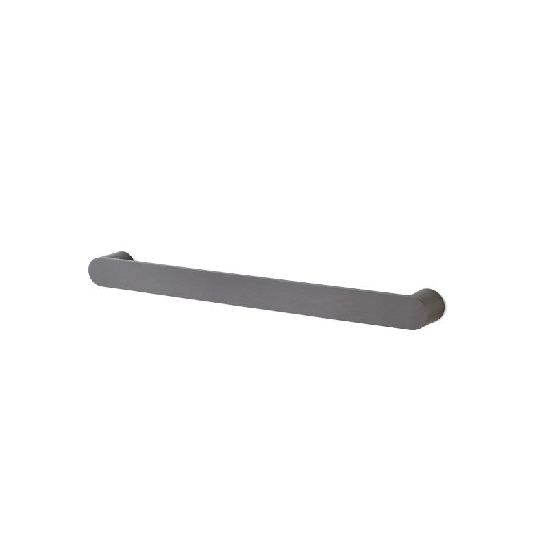 Round Horizontal Brushed Gun Metal Grey Electric Heated Towel Rack Single Bar - MTO Marbles & Tiles Outlet