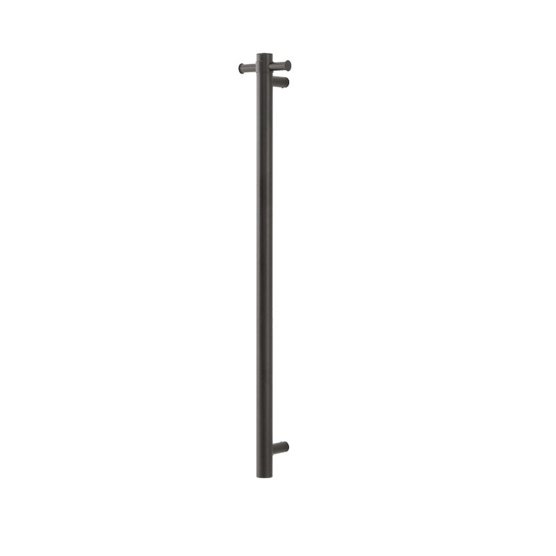 Round Vertical Brushed Gun Metal Grey Electric Heated Towel Rack Single Bar - MTO Marbles & Tiles Outlet