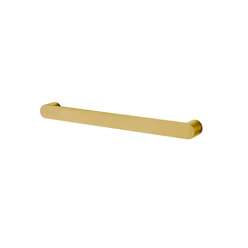 Round Horizontal Brushed Brass Electric Heated Towel Rack Single Bar - MTO Marbles & Tiles Outlet