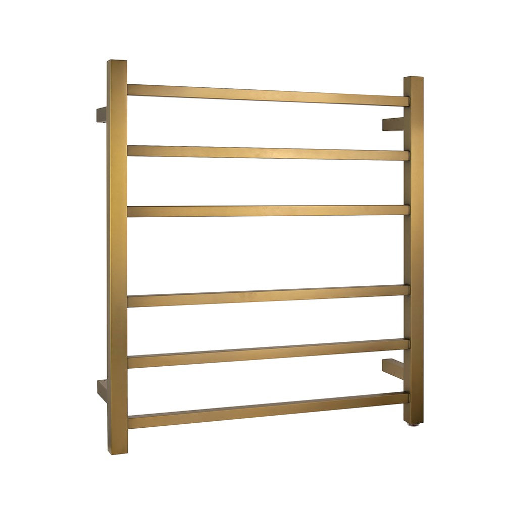 Brushed Brass Heated Towel Rack 6 Bars - MTO Marbles & Tiles Outlet